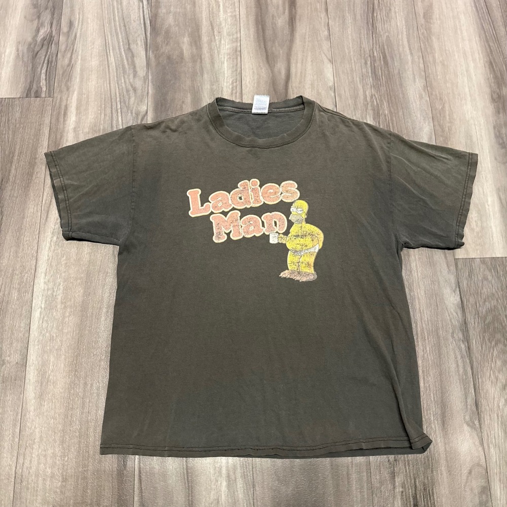 Vintage Simpsons Homer Simpson Ladies Man T-Shirt Delta Magnum Weight Black L